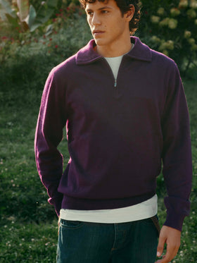 Pull en cachemire demi-zip Burgundy Buck 