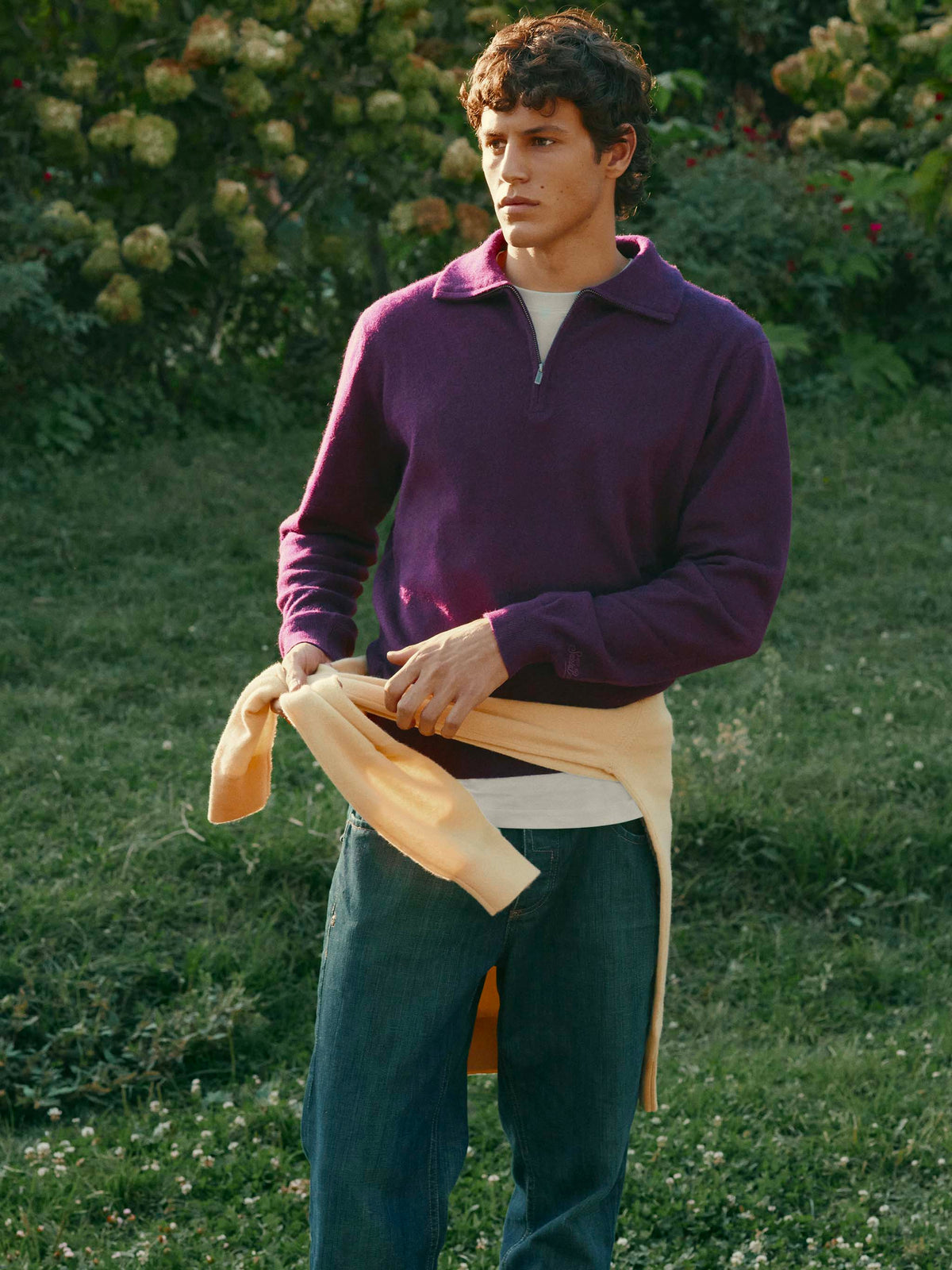 Pull en cachemire demi-zip Burgundy Buck 