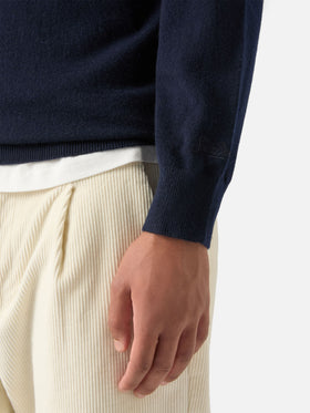 Maglia Buck blu navy in cashmere con mezza zip