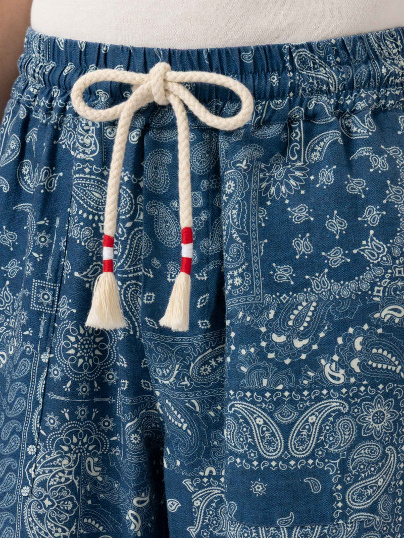 Pantaloni in lino Calais con stampa bandanna