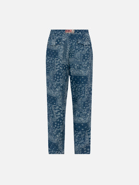 Linen pants Calais with bandanna print