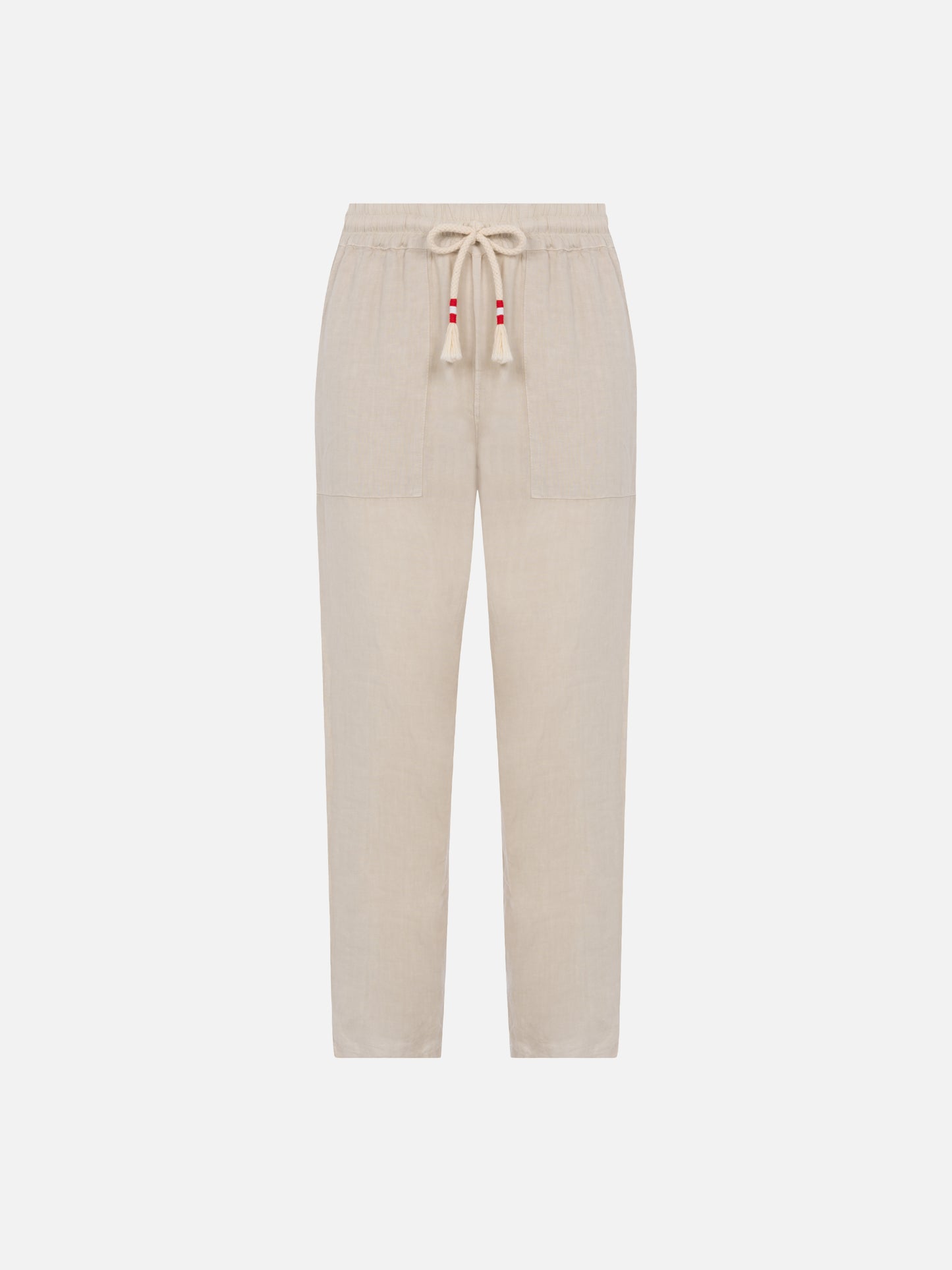 Off-white linen pants Calais with drawstring