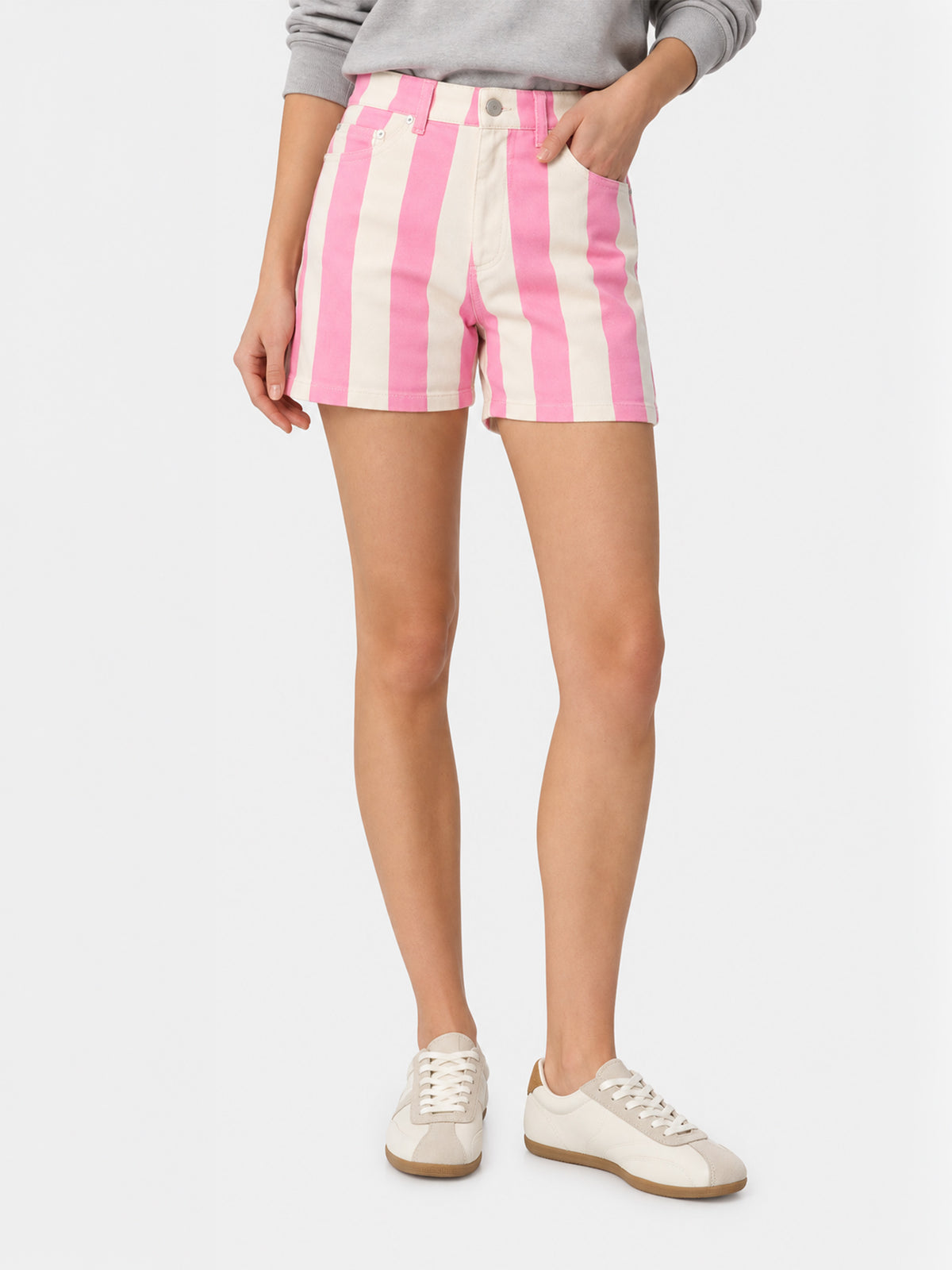 Bermudas de denim a rayas rosas Cancun 