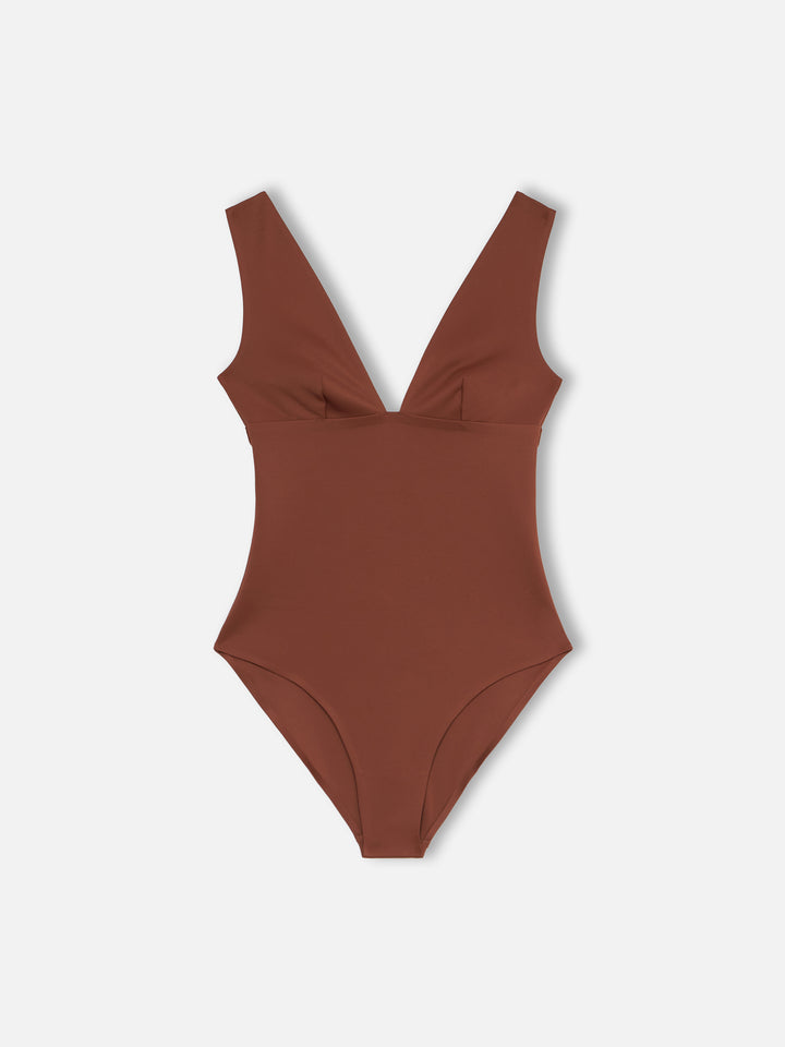 Calliope heat-sealed brown one-piece swimsuit