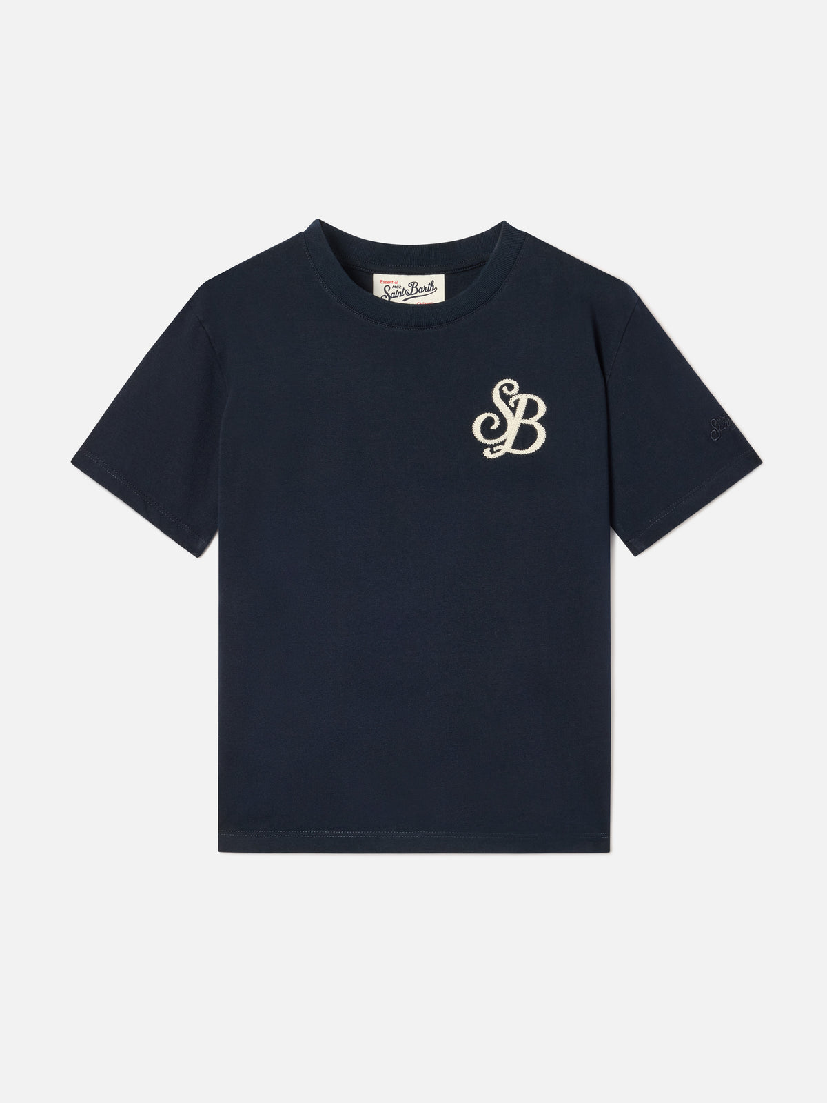 Marineblaues T-Shirt aus blue Cameron Bio-Baumwolle mit SB Legacy-Monogramm 