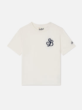 Cameron t-shirt in white with SB monogram embroidery