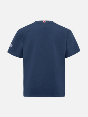 Cameron cotton T-shirt in blue with Raga volo embroidery