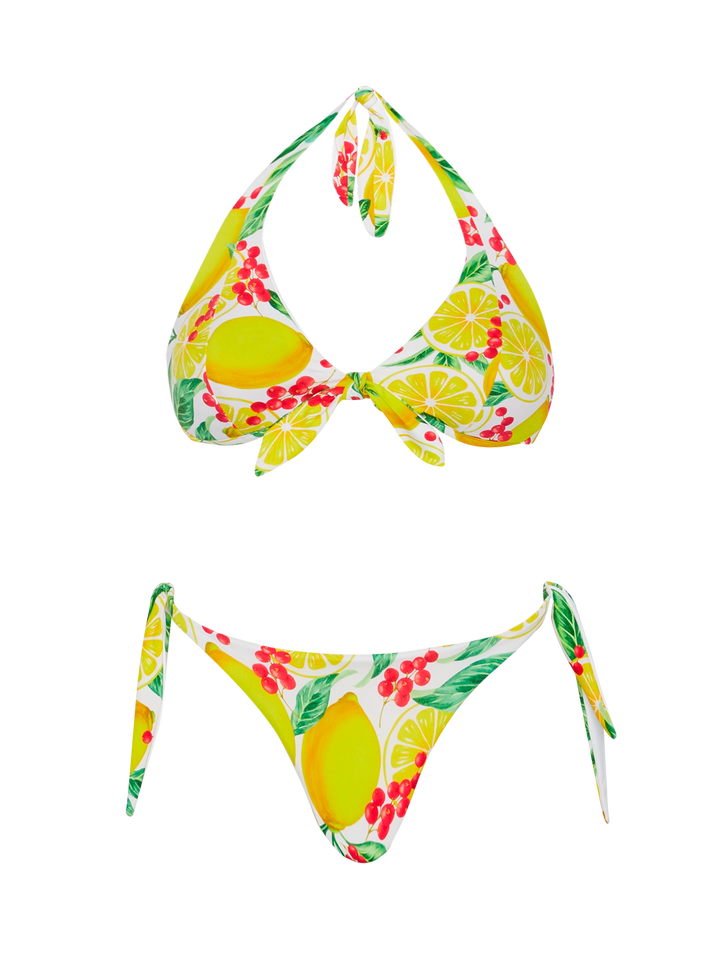 Bikini a bralette Camille Yali con stampa limoni