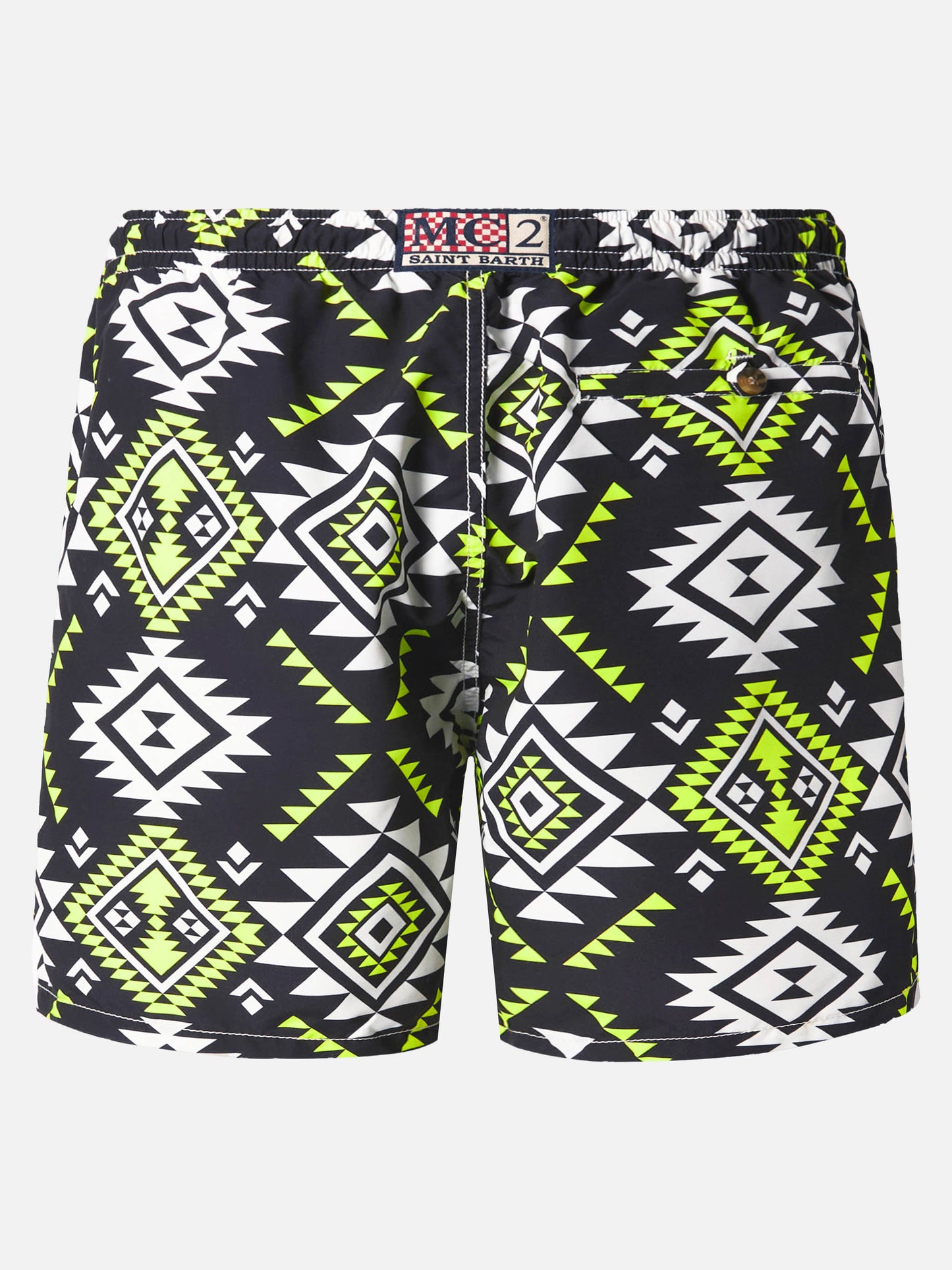 Mid-length swim-shorts Caprese with ethnic print