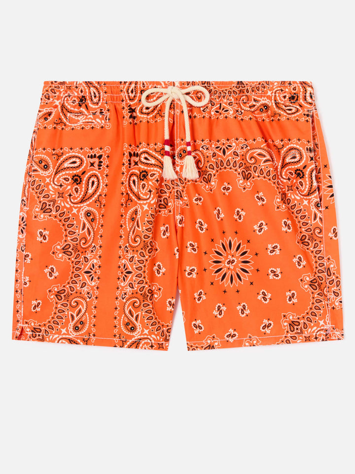 Bañador tipo shorts con bandana naranja Caprese 