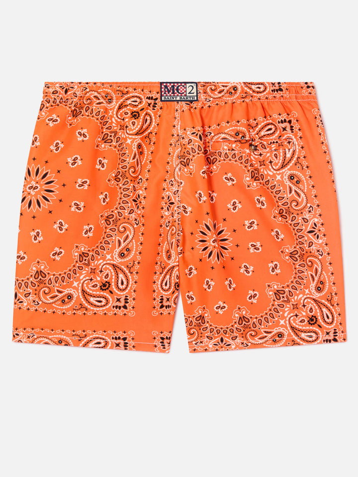 Bañador tipo shorts con bandana naranja Caprese 