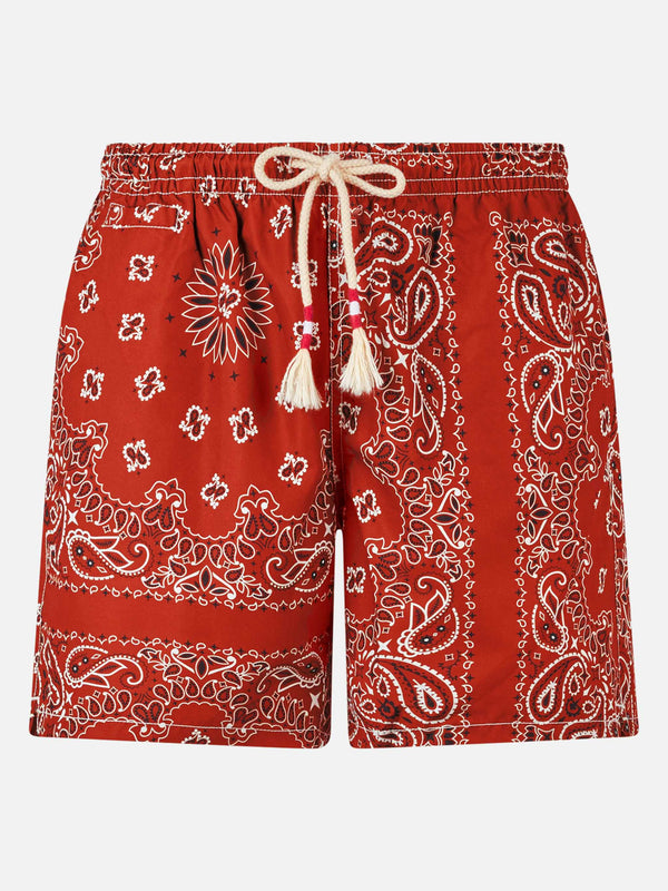 Herren-Badeshorts mit Bandana-Print