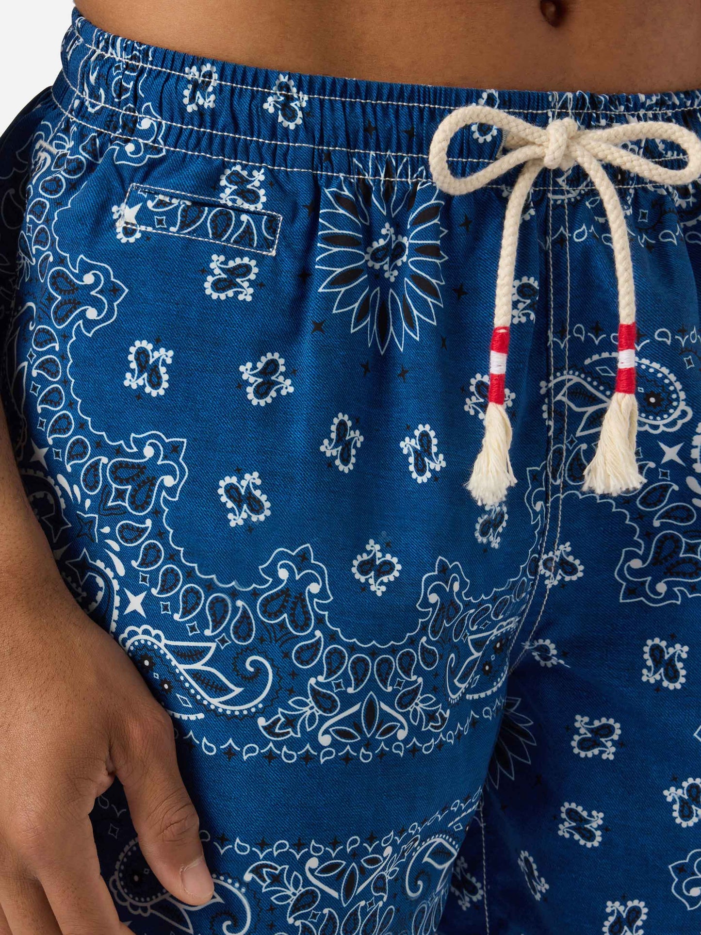 Caprese swim shorts with navy blue bandana print