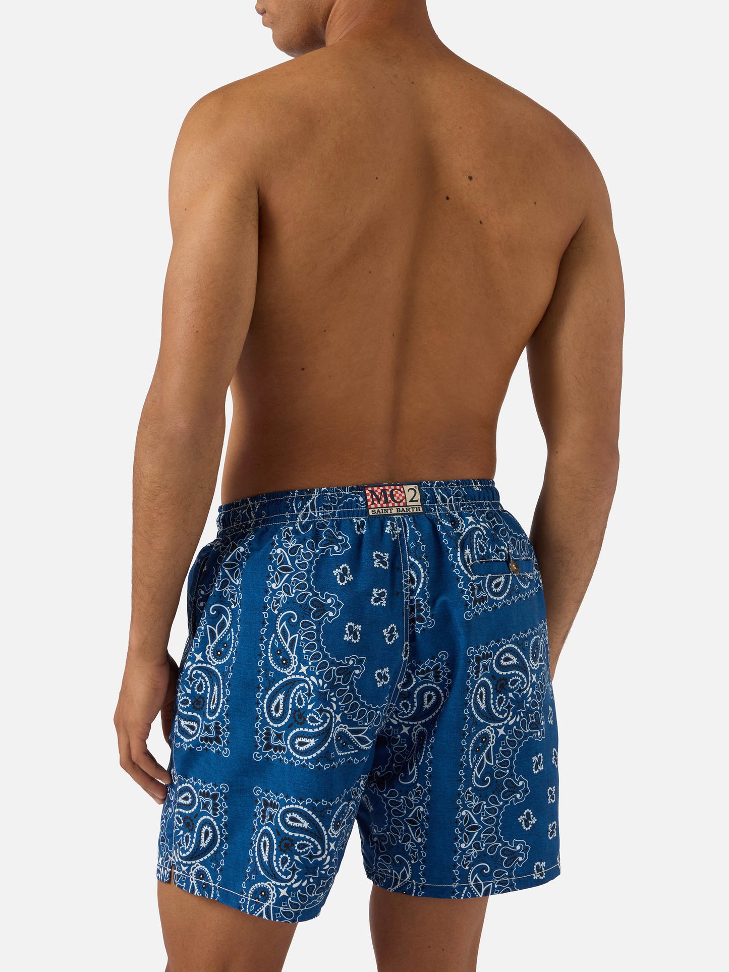 Caprese swim shorts with navy blue bandana print