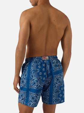 Caprese swim shorts with navy blue bandana print