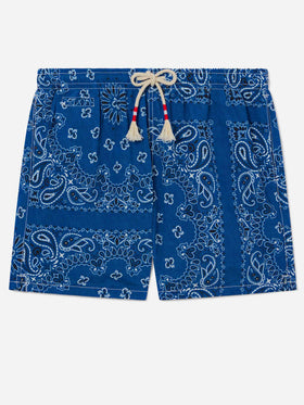 Bañador tipo shorts Caprese con estampado bandana azul marino 