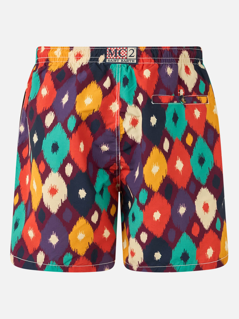 Man mid-length multicolor ikat swim-shorts Caprese