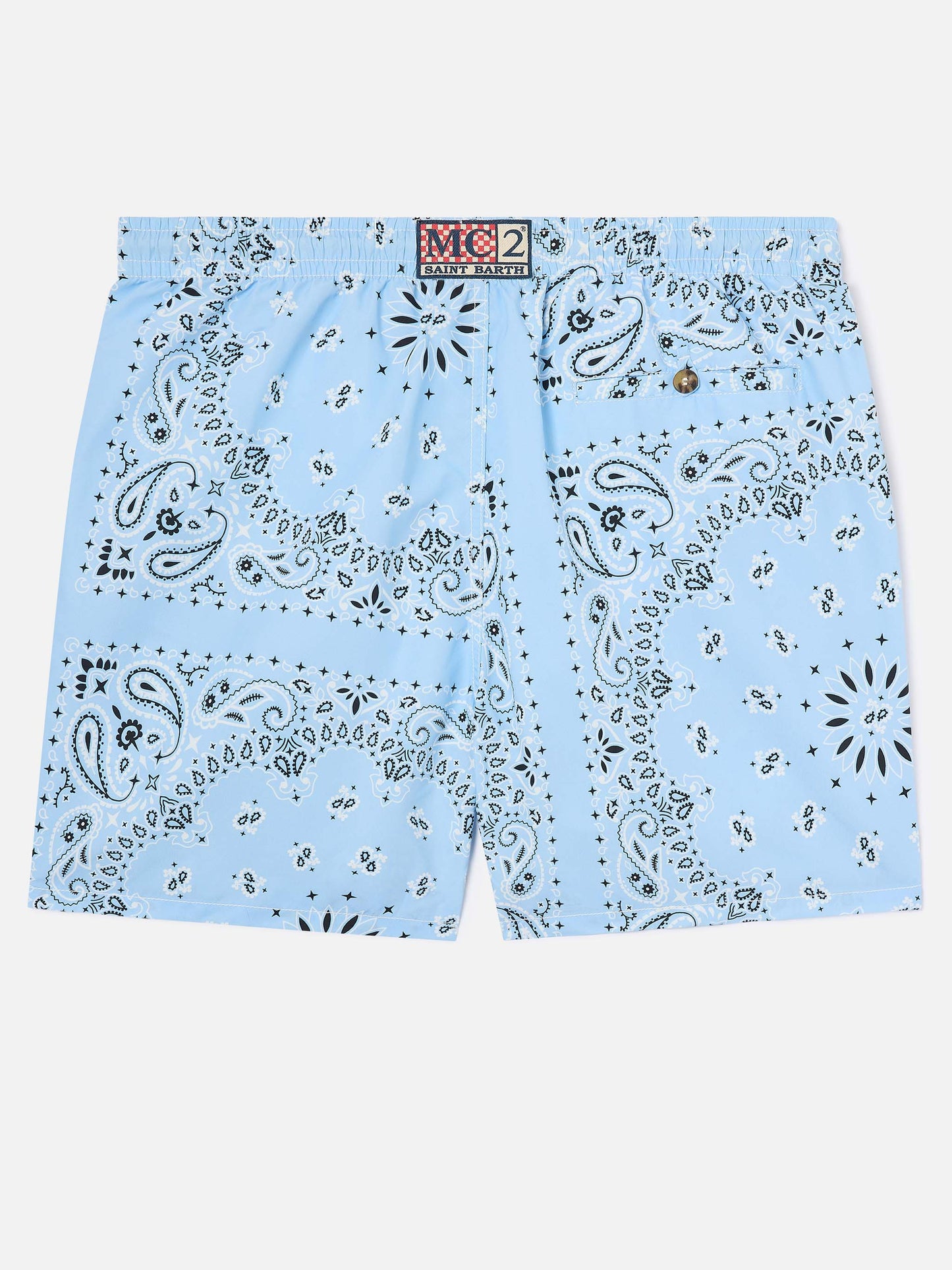 Bañador tipo shorts Caprese con estampado bandana azul claro 