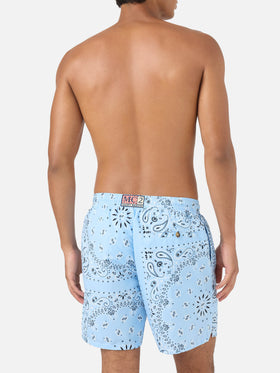 Costume mare Caprese con stampa bandana azzurro