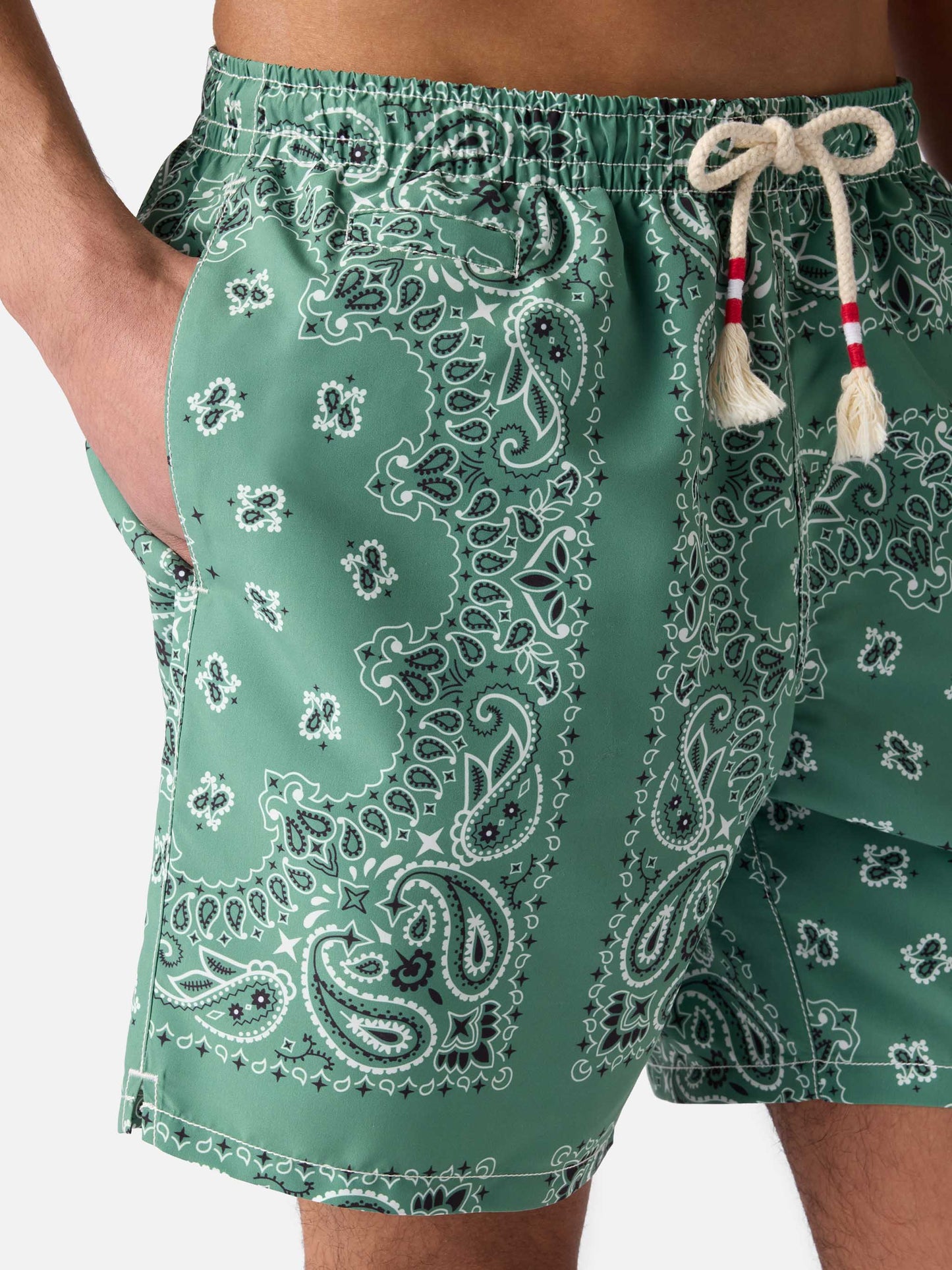 Costume mare Caprese con stampa bandana verde militare