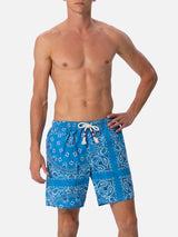 Man mid-length denim bandanna swim-shorts Caprese