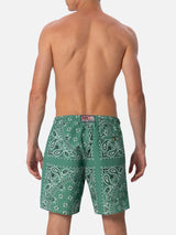 Man mid-length military green bandanna swim-shorts Caprese