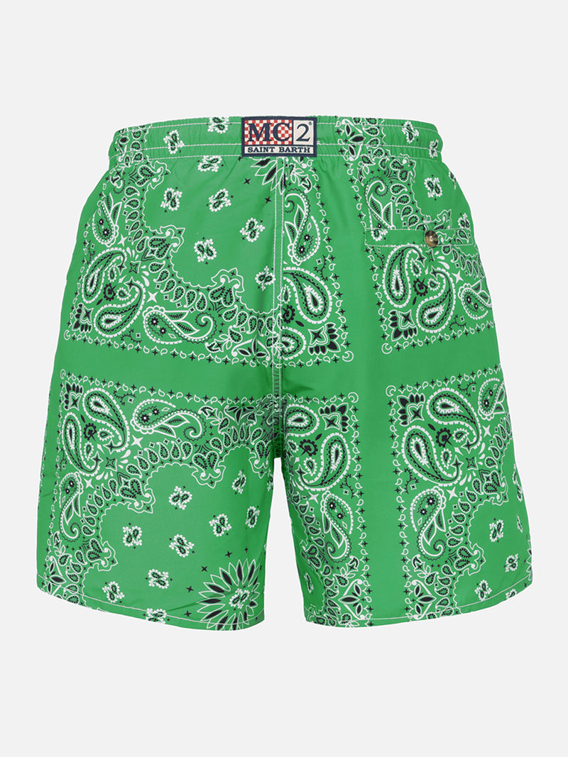 Costume da bagno da uomo con stampa bandana verde