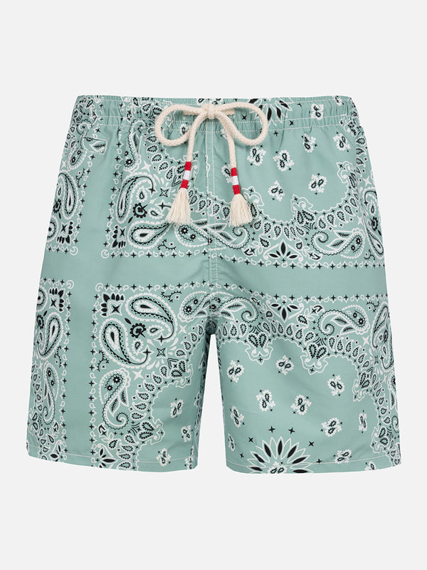 Man mid-length sage green swim-shorts Caprese