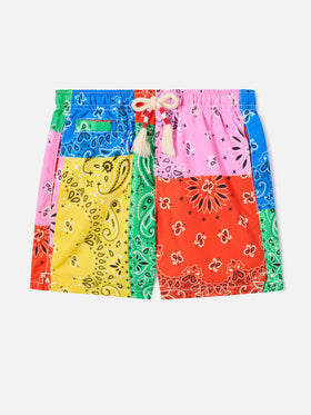 Badehose für Jungen mit mehrfarbigem Bandana-Print 