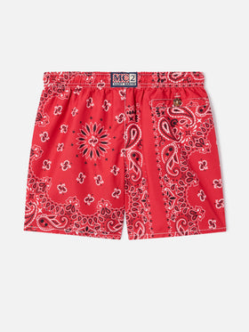 Boy swim shorts with bandanna print
