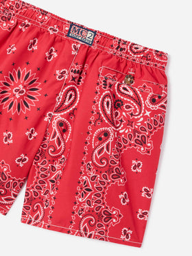 Boy swim shorts with bandanna print