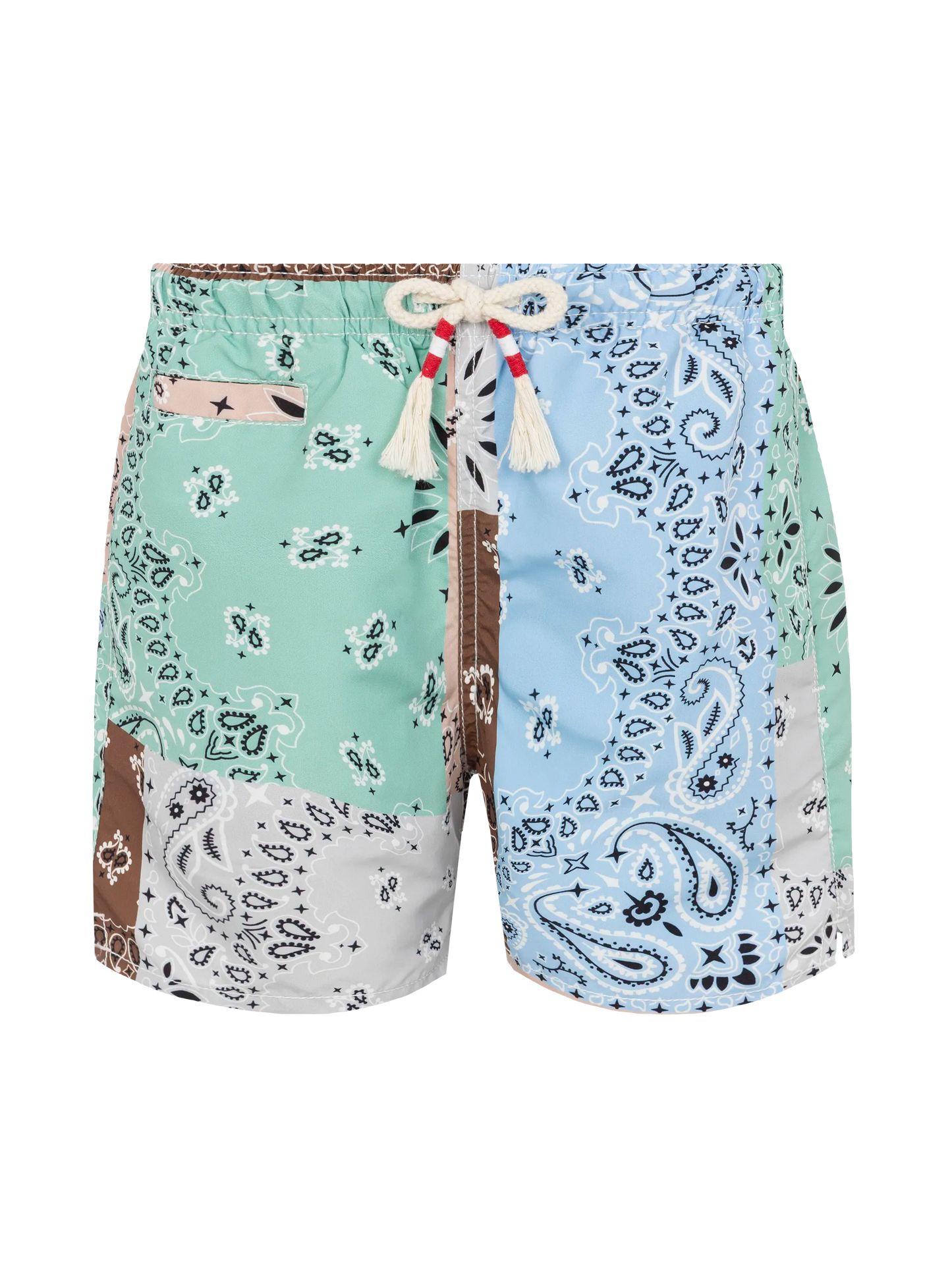 Mittellange Badeshorts Caprese Jr mit Bandanna-Patch-Print