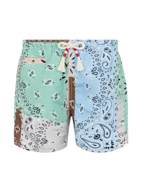 Mittellange Badeshorts Caprese Jr mit Bandanna-Patch-Print