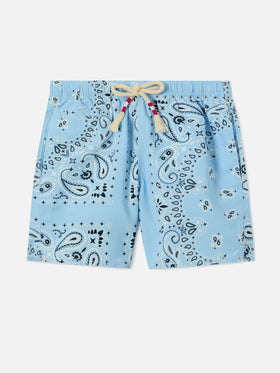 Costume Caprese Jr con stampa bandana azzurra