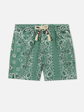 Costume Caprese Jr con stampa bandana verde militare