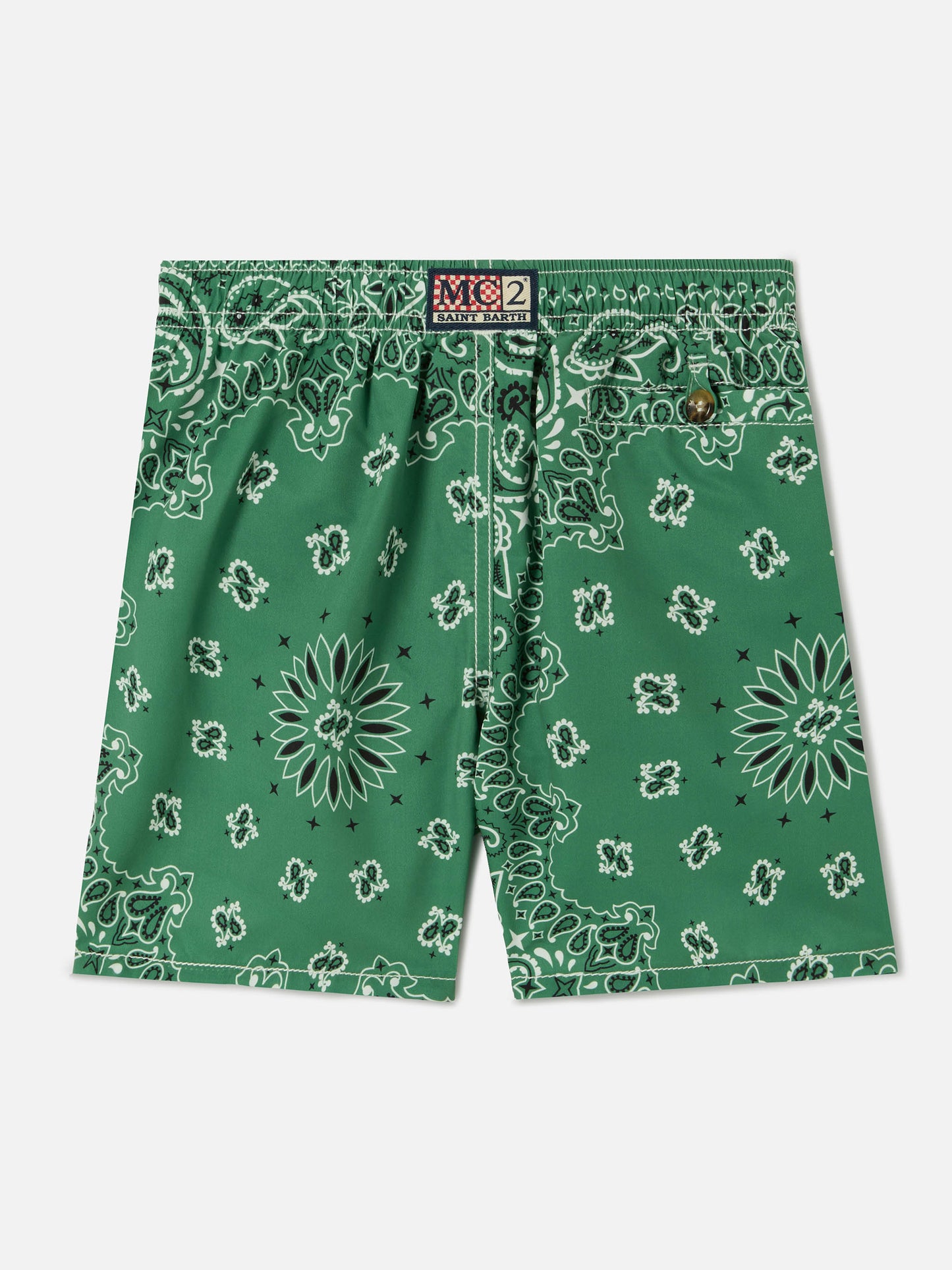 Caprese Jr swim shorts with military green bandana print