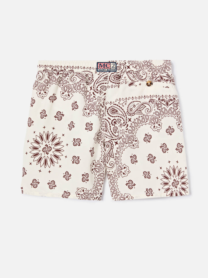 Caprese Jr Badeshorts mit elfenbeinfarbenem Bandana-Print 