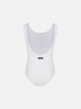 Costume intero Cara con design St. Barth sunset in strass