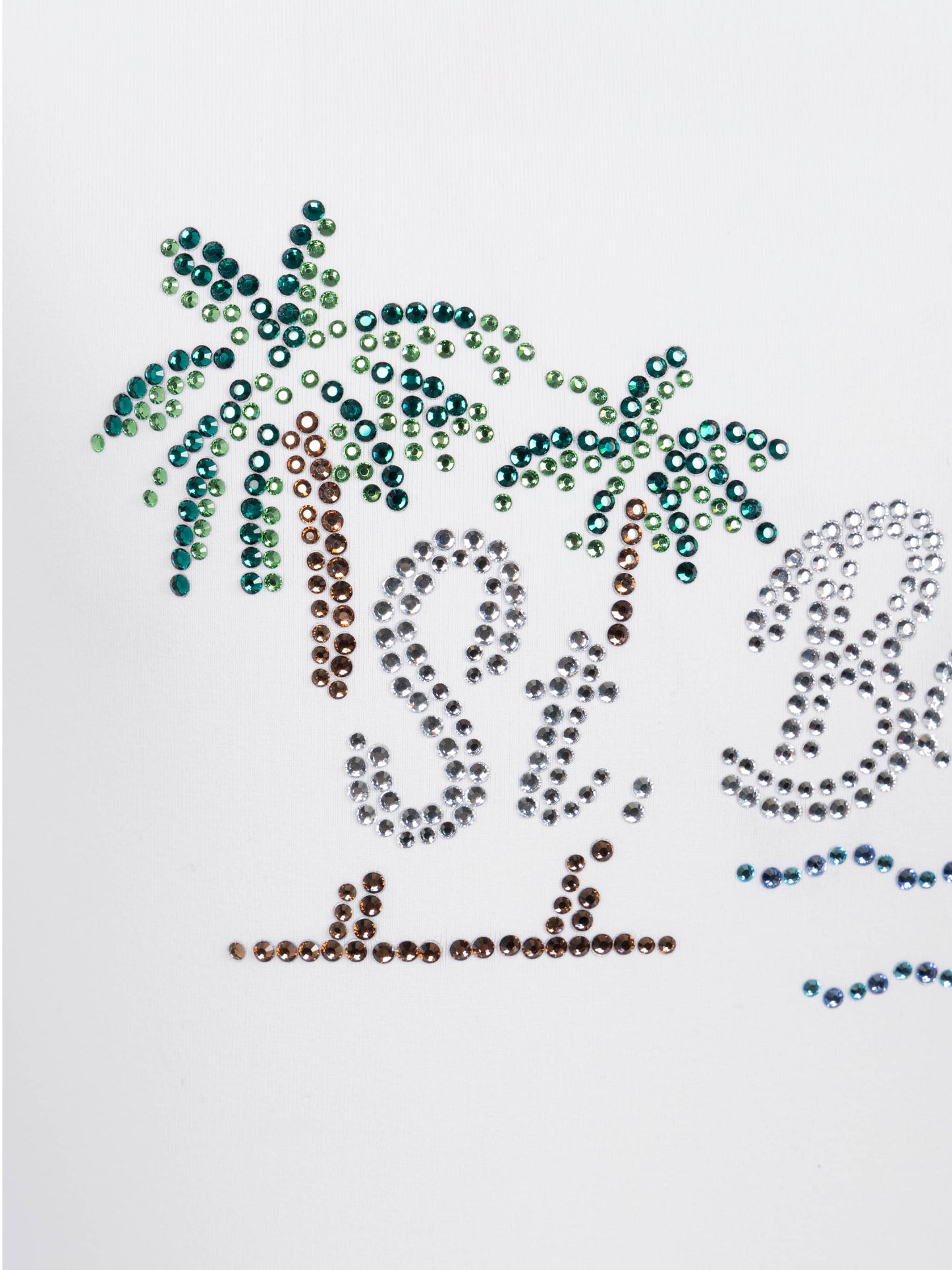 Costume intero Cara con design St. Barth sunset in strass