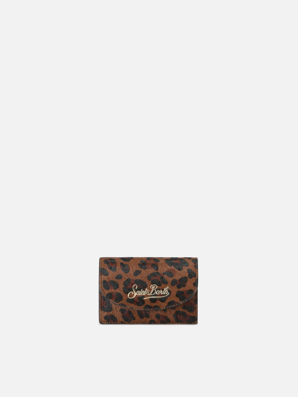 Portacarte in pelle con stampa leopardata