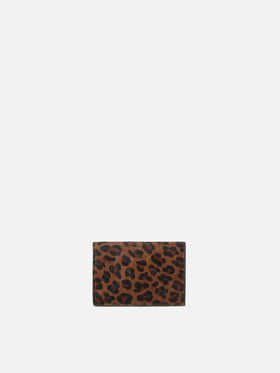 Portacarte in pelle con stampa leopardata