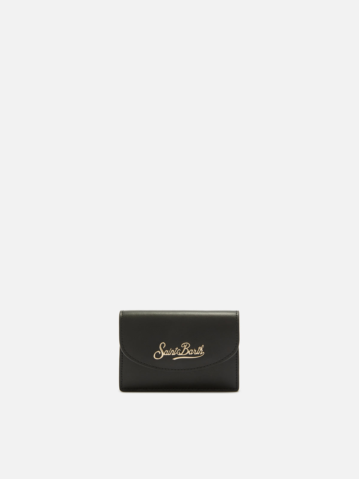Portacarte nero in pelle con stampa logo