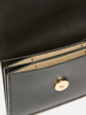 Portacarte nero in pelle con stampa logo