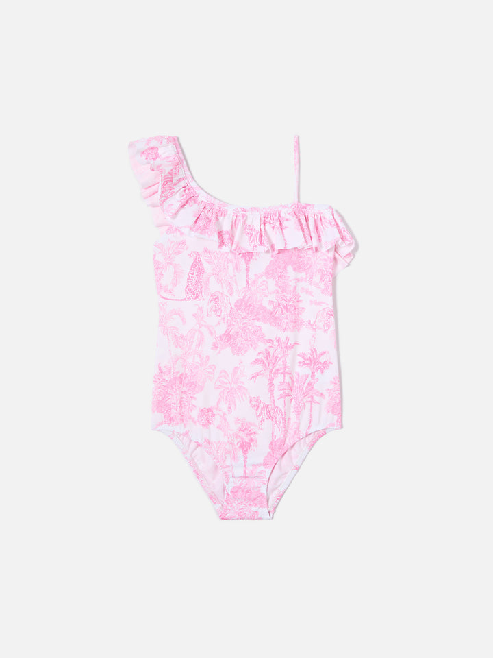 Carin one-piece swimsuit  with pink toile de jouy print