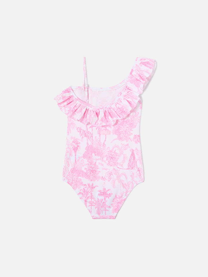 Carin one-piece swimsuit  with pink toile de jouy print