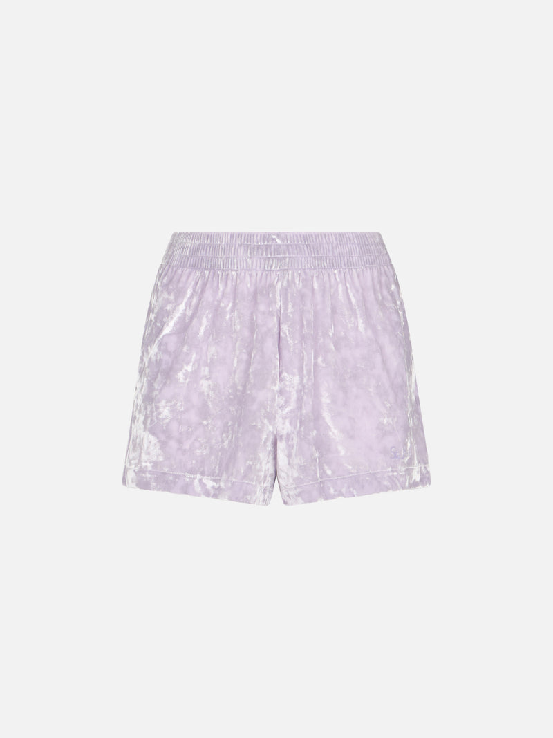 Woman lilac chenille pull up shorts Cate