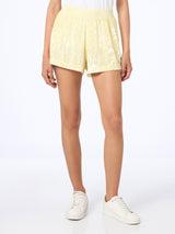 Woman pale yellow chenille pull up shorts Cate