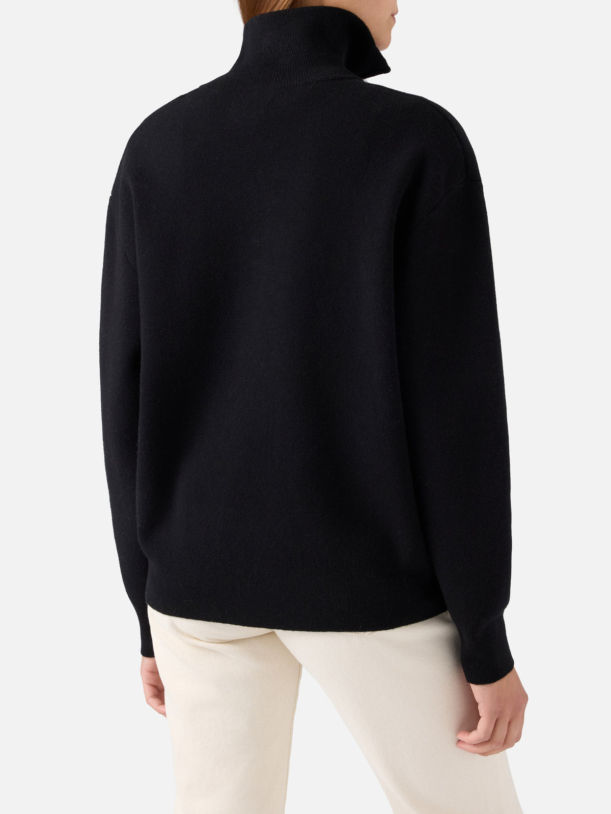 Maglia Capucine nera in lana con mezza zip