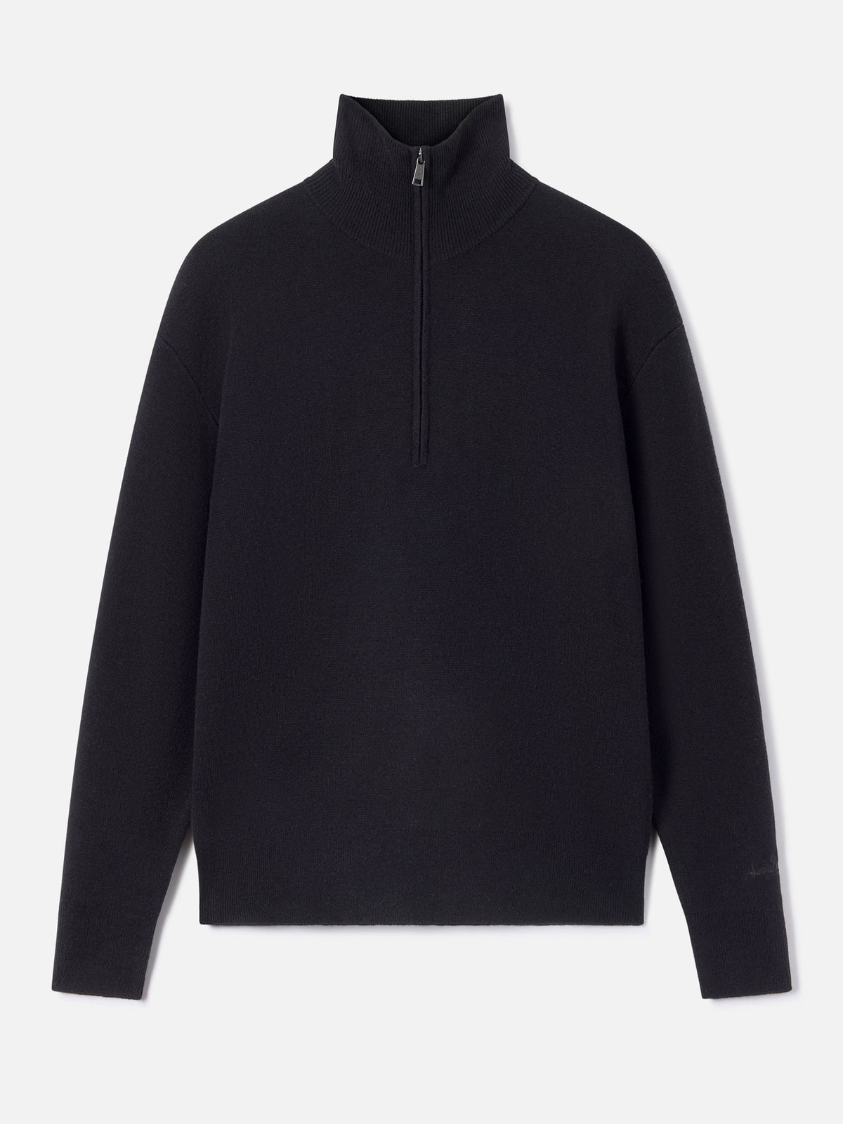 Maglia Capucine nera in lana con mezza zip