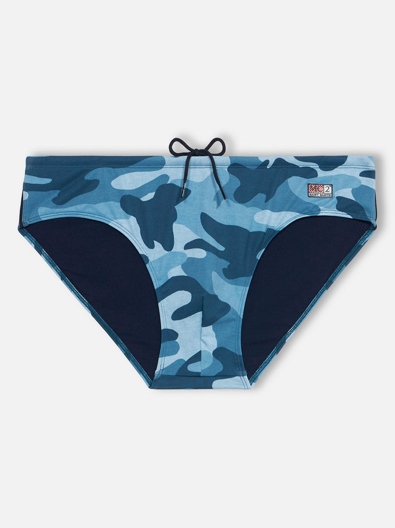 Slip da bagno da uomo in denim mimetico Cayo